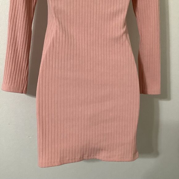 Yi Lhi Lian Pink Ribbed Bodycon Glam Club Feminine Keyhole Neck Mini Dress S - Picture 9 of 9